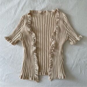 YesStyle Cream Ruffled Cardigan